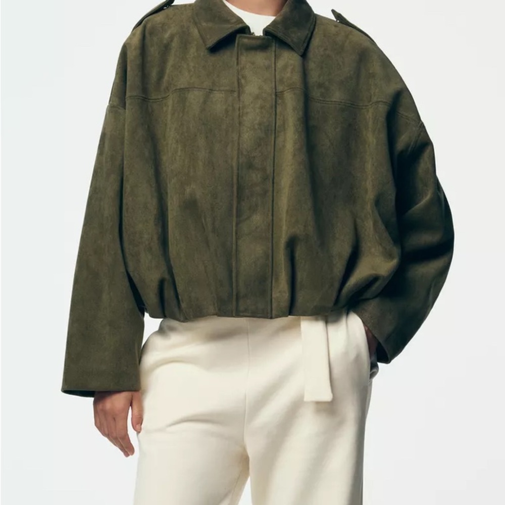 Zara Faux Suede Bomber Jacket